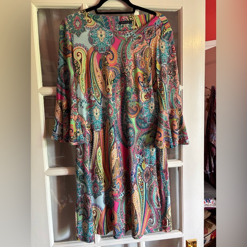 Tommy Hilfiger Blue Pink Long Sleeve Sundress